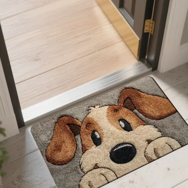 2D Flat Sleeping Dog Door Mat Machine Wash Outdoor Mat Suitable for Bedroom Living Room Entrance Home Decoration Carpet