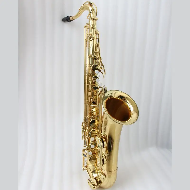 Yellow Brass Gold Lacquered Saxophone Tenor Professional Tenor Saxophone Famous Style Tenor Saxophone with Case
