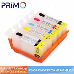 PGI-520 CLI-521 Refillable Ink Cartridge ARC Chip for Canon Pixma IP3600 IP4600 IP4700 MP540 MP550 MP560 MP620 MP630 MX860 MX870