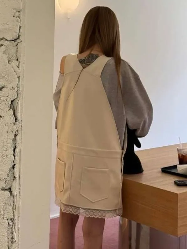 Women's PU Leather Lace Patchwork ter Dr Spring New Design Sensation Small Cro Outdoor ort Skirt