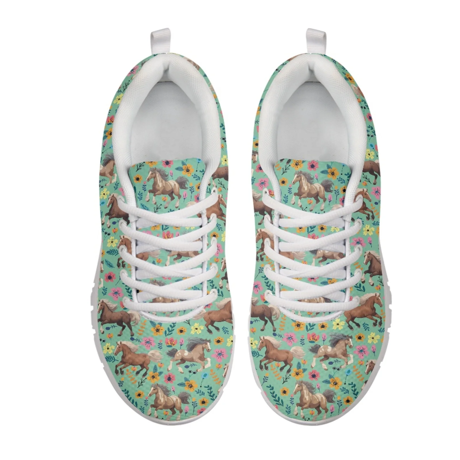 Coloranimal Sunflower Horse Print Mesh EVA Sole Mens Athletic Trainers Non slip Sole Running Walking Shoes for Women 2026 New