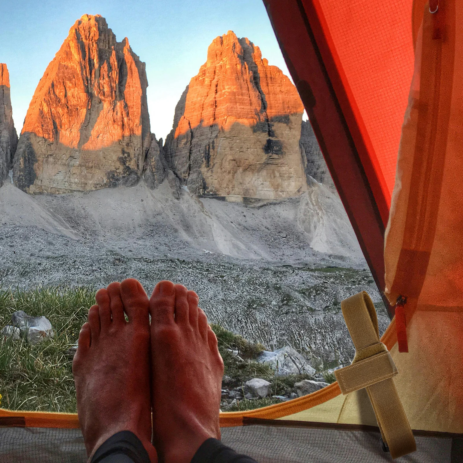 3 أزواج من أحزمة تجميع التخييم المصنوعة من النايلون المتين القابل للتعديل وحزام ربط للأمتعة للاستخدام الخارجي بلون كاكي يناسب حقيبة الظهر #4