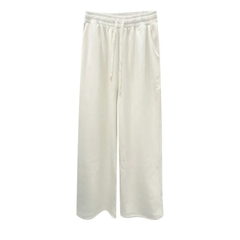 Plus size, autumn and winter high waist hanging casual floor length loose straight leg pants 3309