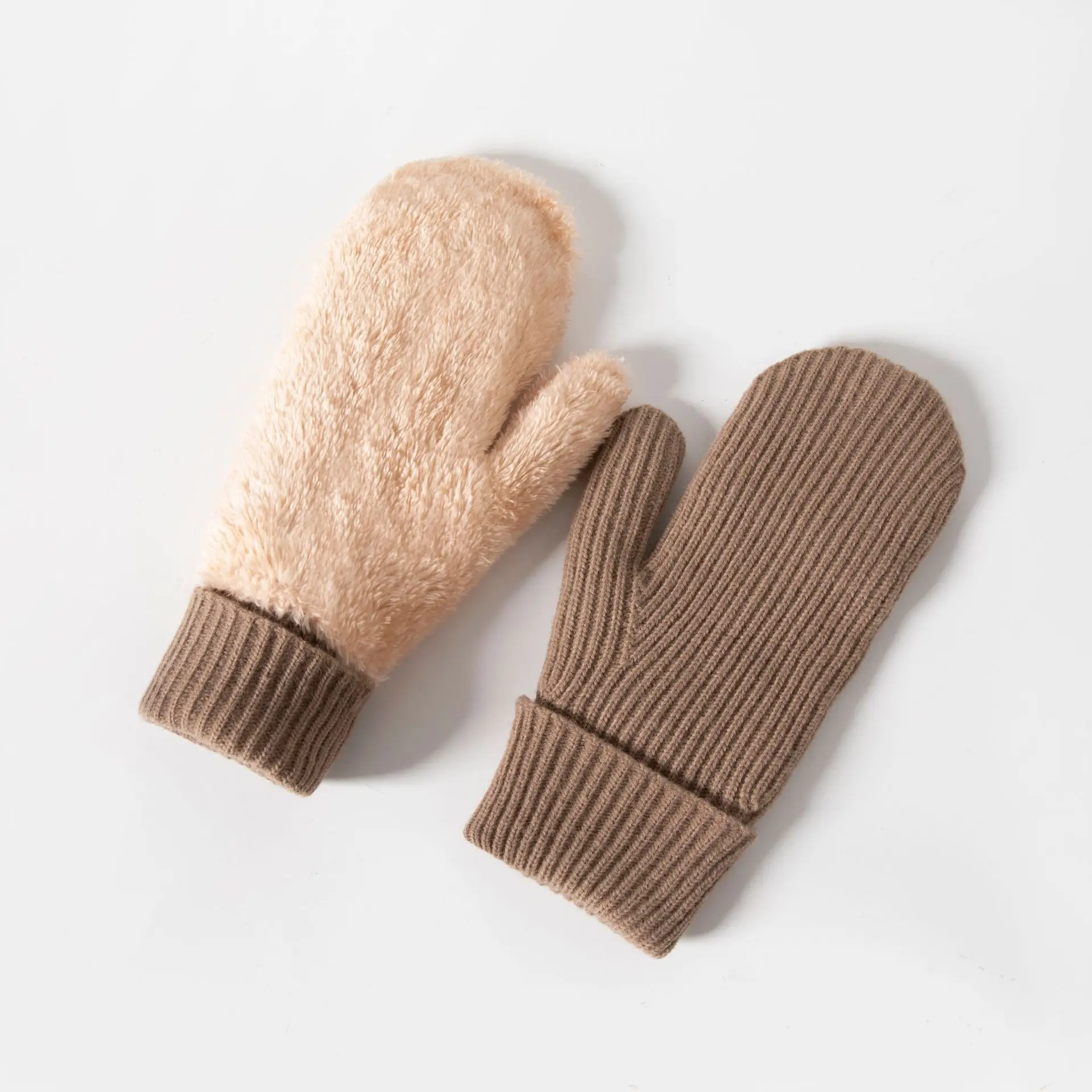Winter Warm Padded Thickened Women Keep Warm Full Finger Anti-Chill Knitted Gloves Cute Lovely Drive Cycling Mittens Accessory