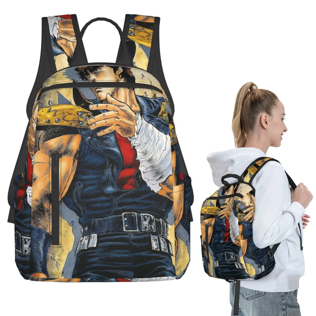 

Hokuto No Ken Anime Backpack Student BookBag Children School Bag Laptop Shoulder Bags Men Women