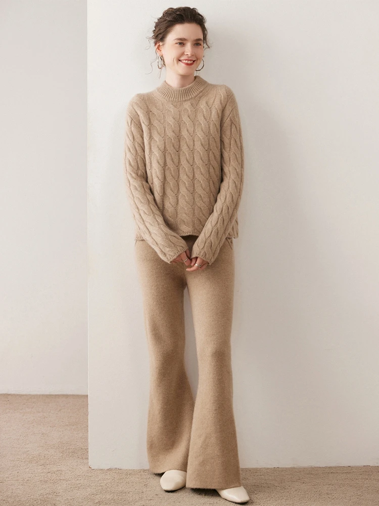 

TLOML женский свитер из 100% кашемира, вязаный пуловер с воротником-стойкой, осень-зима, плотный мягкий теплый кашемировый трикотаж, однотонный топ