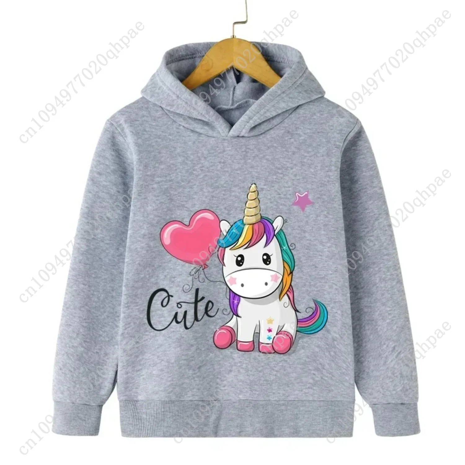 Autumn Winter Cute Unicorn Print Children's Hoodie Top Fashion Sports Long Sleeve Casual Boys Girl Pullover Kid Sweatshirt Coats