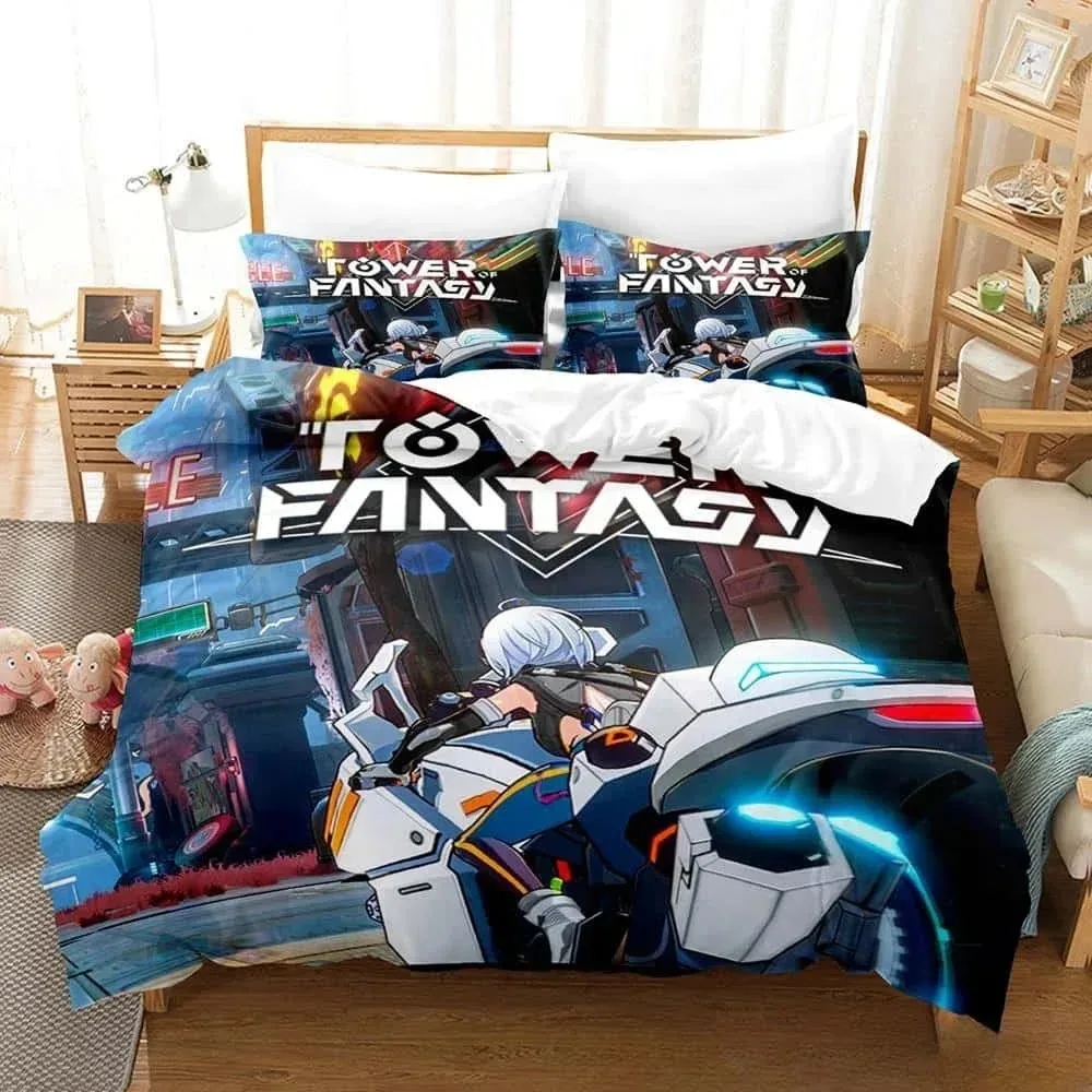 3D Printing Game Tower of Fantasy Anime Bedding Set Single Twin Full Queen King Size Bed Set Adult Kid Bedroom Duvetcover Sets