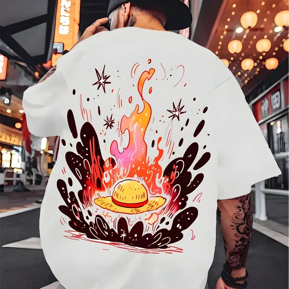 

Футболка унисекс хлопковая ONE PIECE Monkey D. Luffy 2026 летняя, с аниме-принтом в стиле Харадзюку, свободного кроя, для родителей и детей, с коротким рукавом