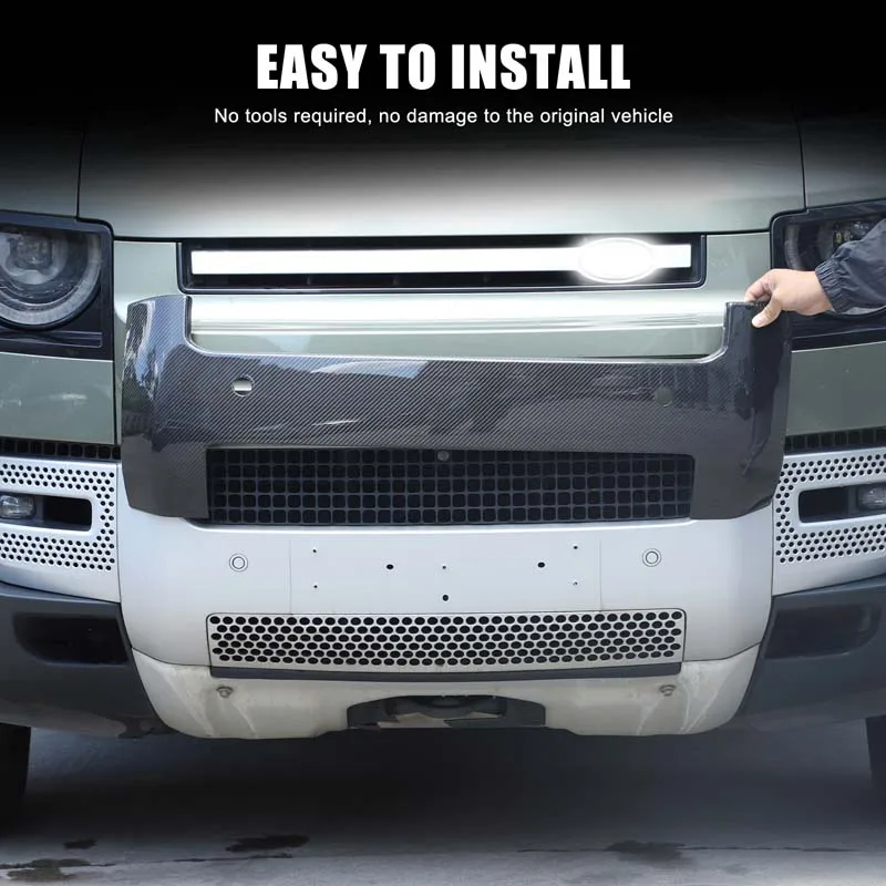 

Для Land Rover Defender 2020-2025 настоящее углеродное волокно автомобильный передний бампер защитная панель накладка наклейка автомобильные аксессуары