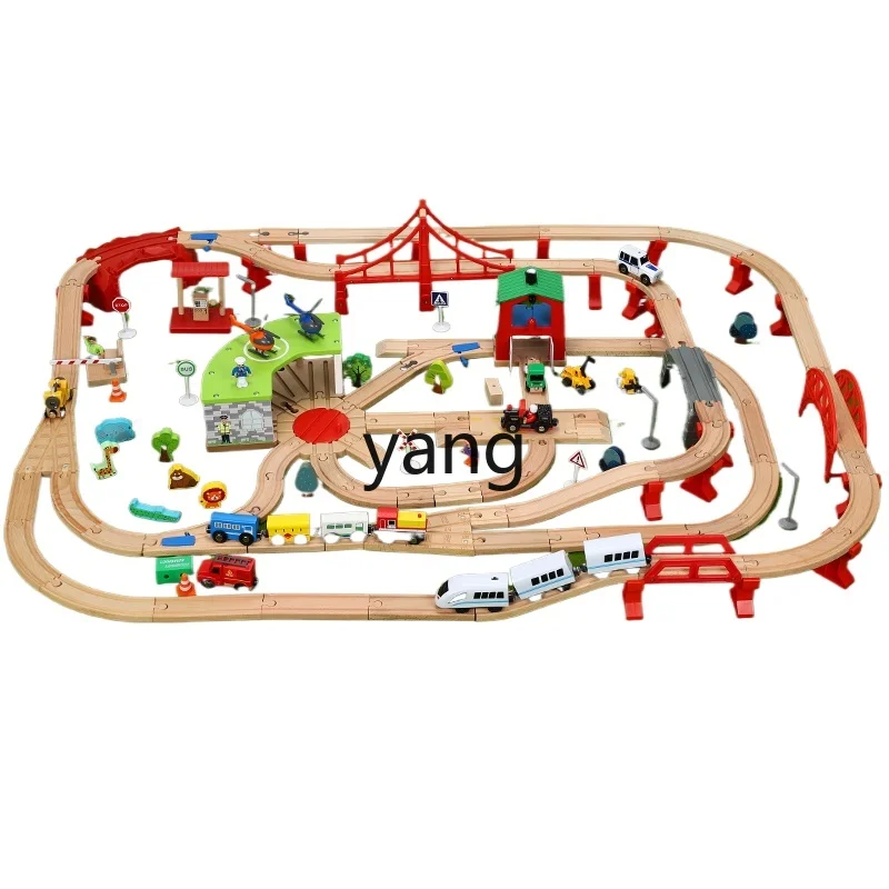 CX Wooden Rail Car Electric Train Suit Track Wooden Children Educational Assembly Toy Car