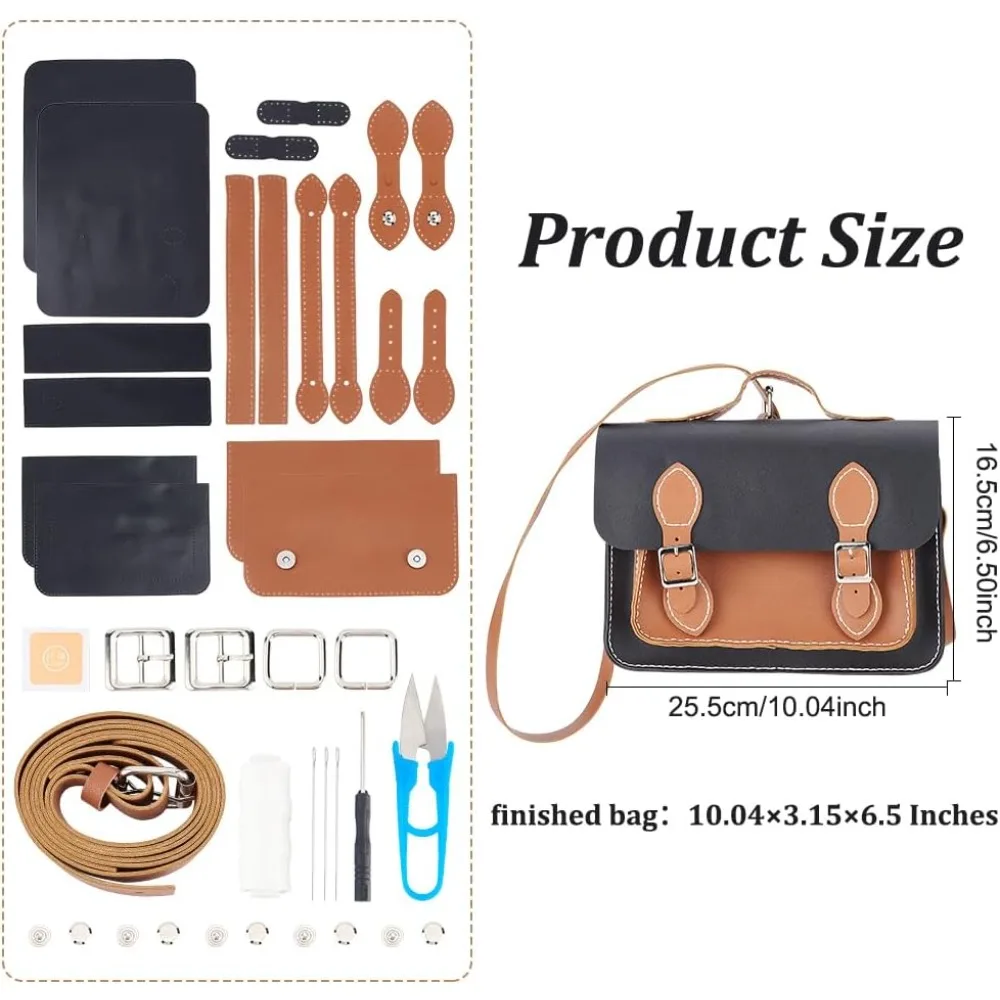 DIY Leather Shoulder Bag Making Kit, PU Leather Backpack Sewing Kit Handmade Handbag Stitching All Materials Women Crossbody