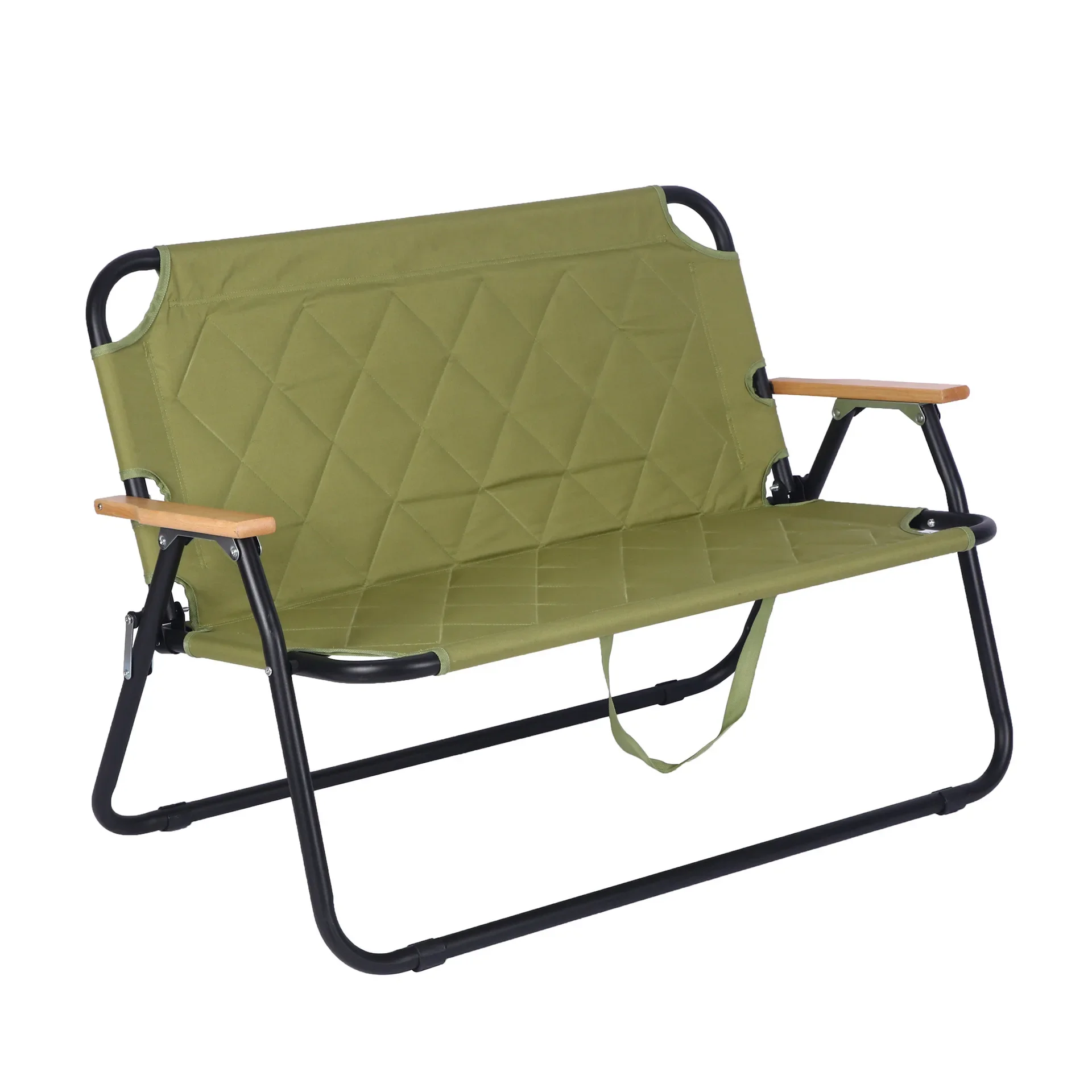 Outdoor Portable Folding Oxford Cloth Double Kermit Chair Beach Chair Wood Grain Backrest Folding Chair