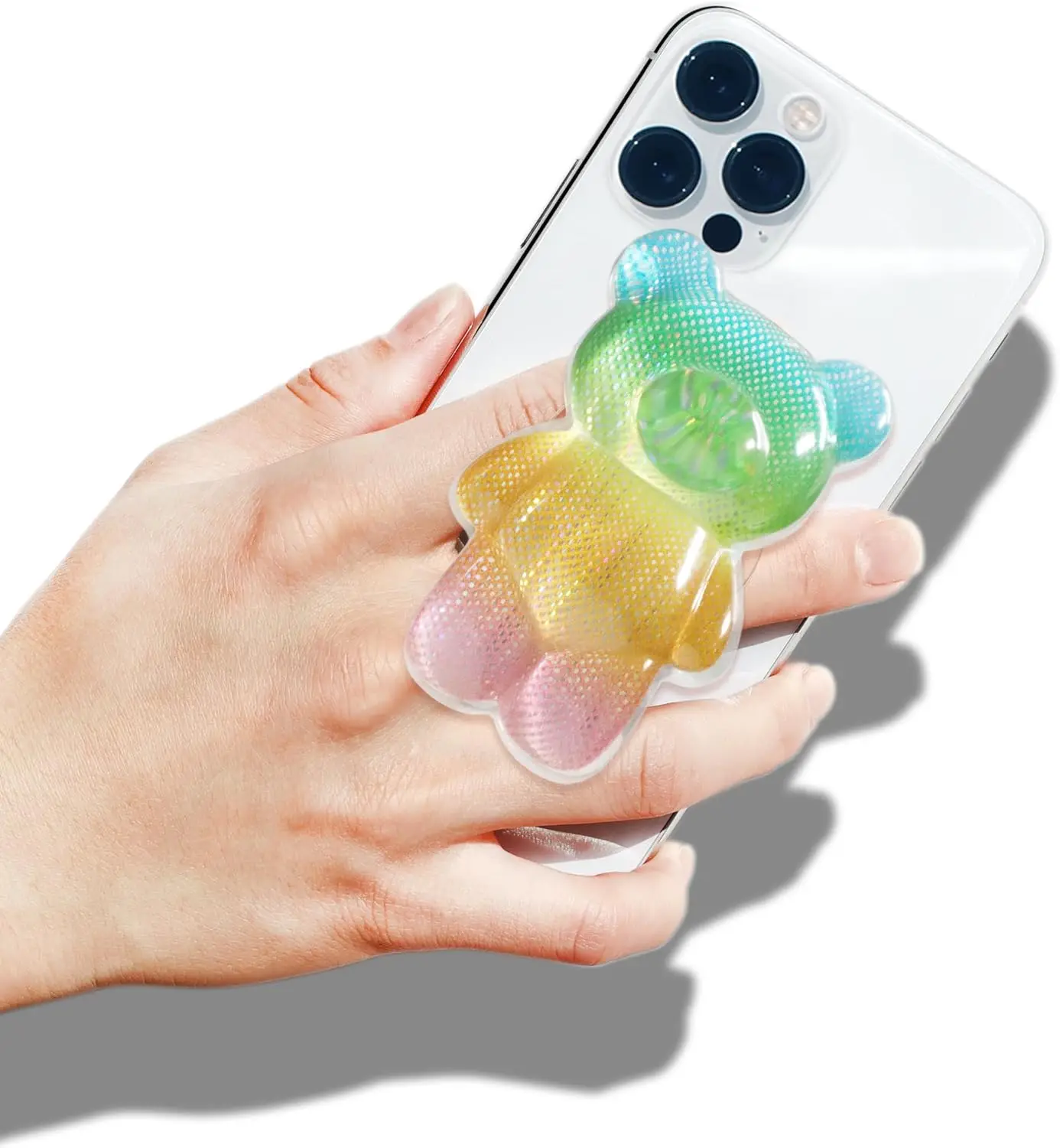 Magnetic 3D Gummy Bear Style Expandable Collapsible Mobile Phone Grip Stand Holder for Smartphone Tablet Cell Phone Accessory (R