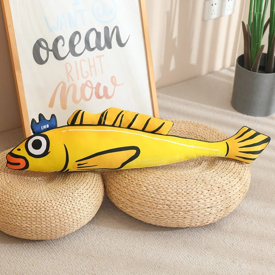 

Large Yellow Fish Creative Artificial Fish Salted Fish Catnip Fish Plush Pillow Stuffed Toy Anime Peripheral Cat Toy