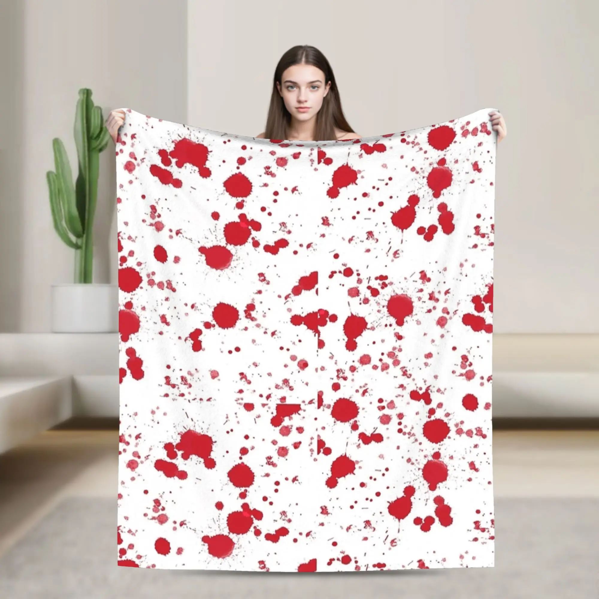 

Red Blood Spatter Effects Blankets Flannel Super Soft Throw Blankets for Car Sofa Couch Bedroom Quilt