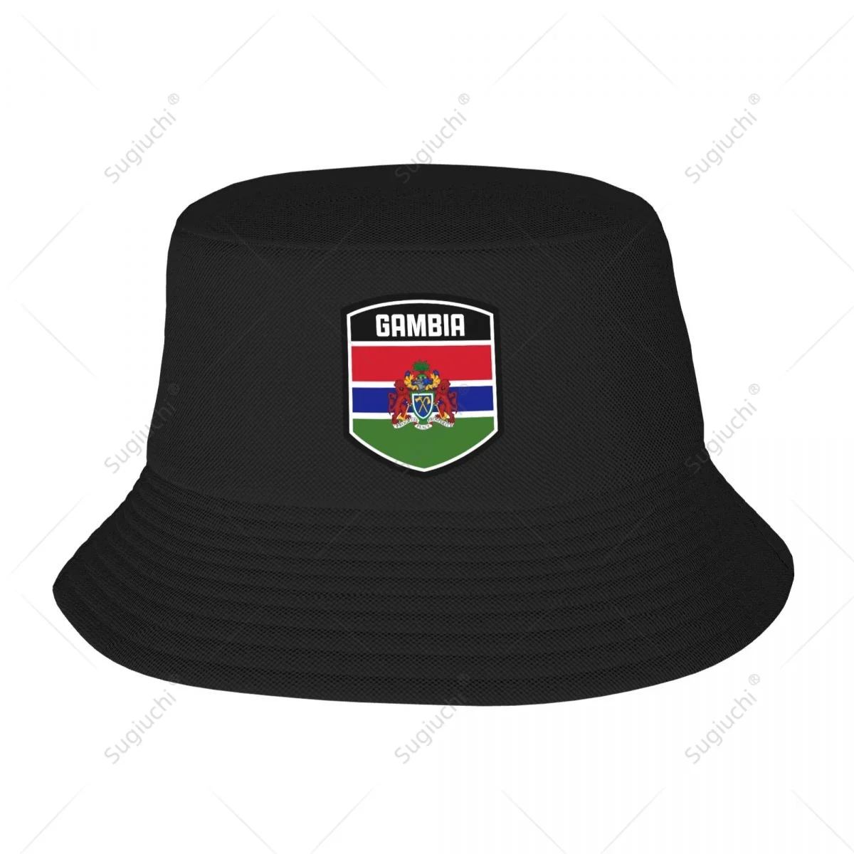 Gambia Flag Shield Bucket Hats Print Cool Fans Sun Shade Simple Classic Outdoor Summer Fisherman Caps Fishing Cap