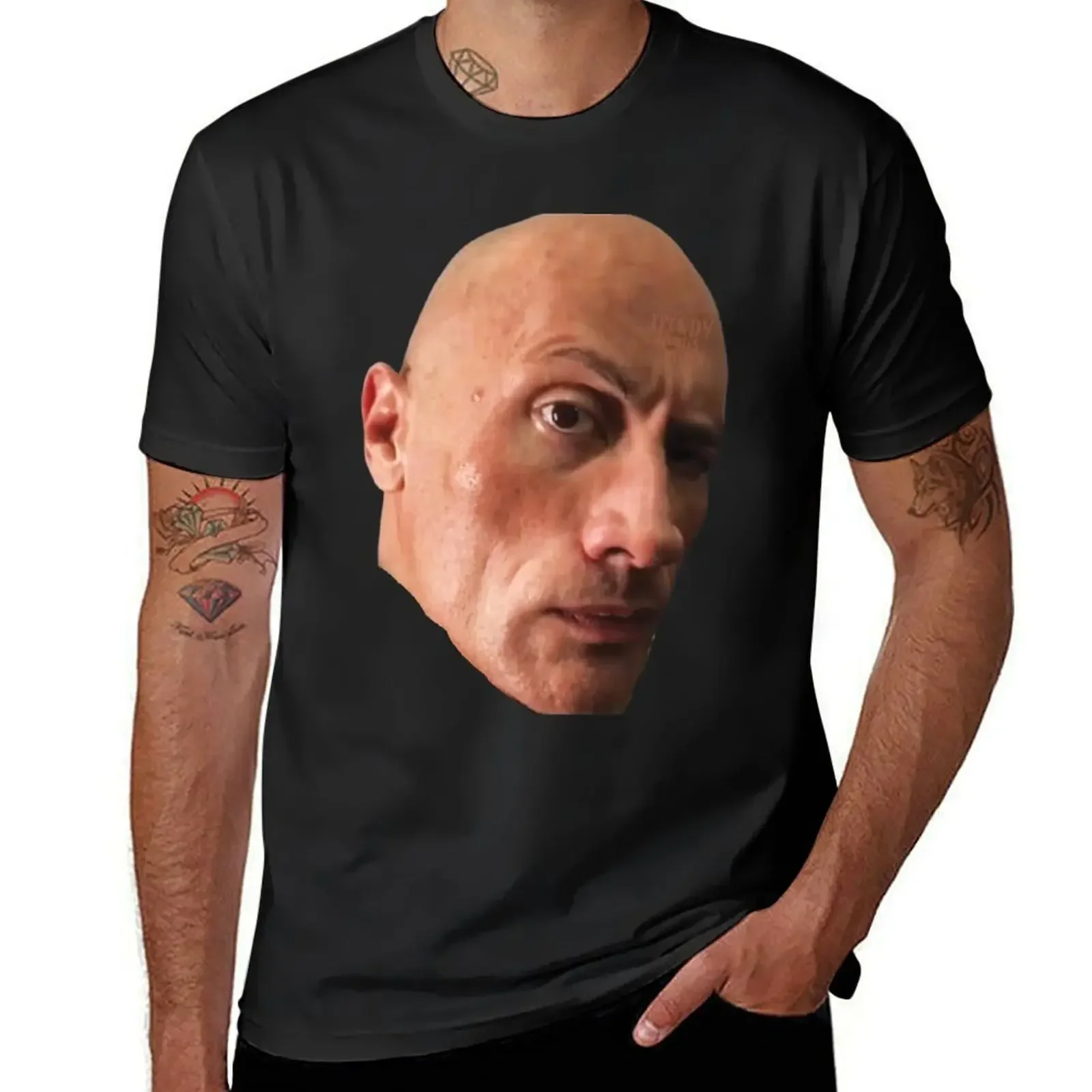 The Rock Eyebrow Raise Face Meme T-Shirt customizeds vintage clothes big and tall t shirts for men