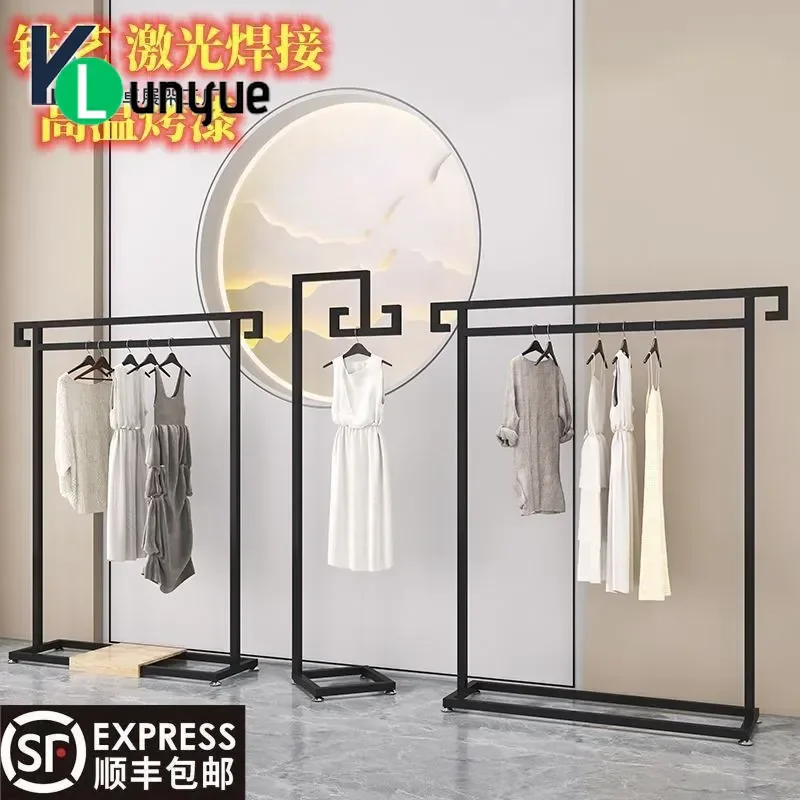 Floor to Ceiling Vertical Clothes Rack for Hanfu Cheongsam Wedding Dress Retro Garment Display Stand for Women Clothing Store