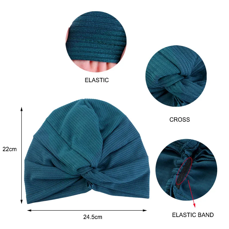 New Women Muslim Turban Hijabs Elastic Folding Cross Knotted head wraps bonnet muslim Headscarf Headwear Bandanas Instant Cap