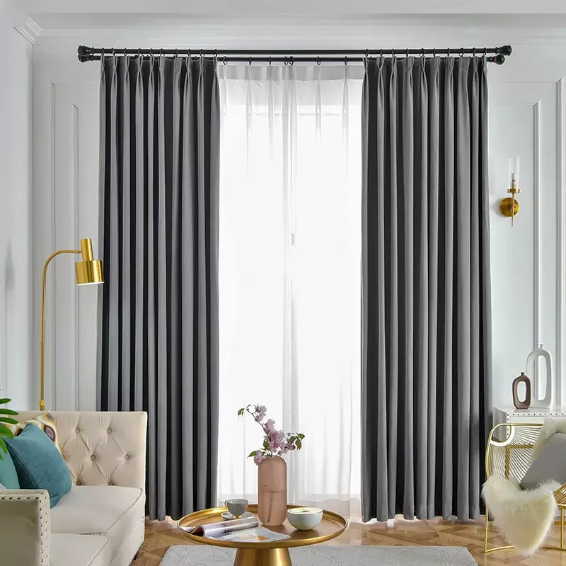 Custom Size Gray Velvet Curtains for Living Room Bedroom Dining Blackout Luxury Kitchen Modern Window Thicken Decor Solid Color