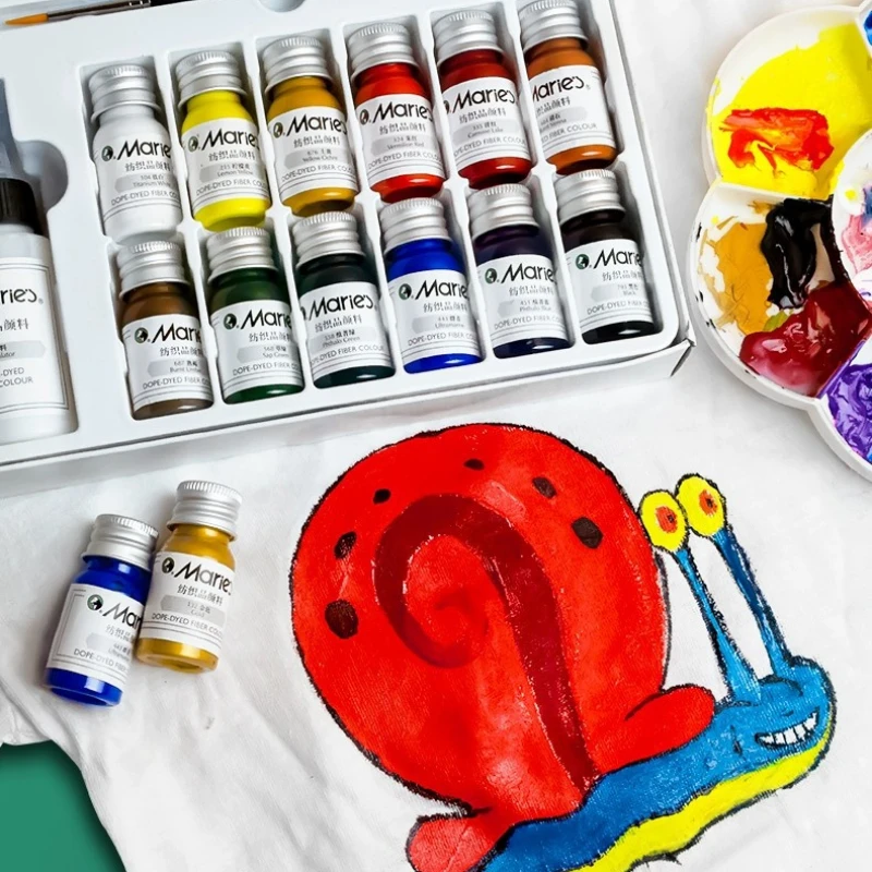 12/18/24/36 Color 10ml Textile Fiber Pigment Set Waterproof Non Fading Handmade DIY Clothes Shoes Fabrics Painted Acrylic Paint