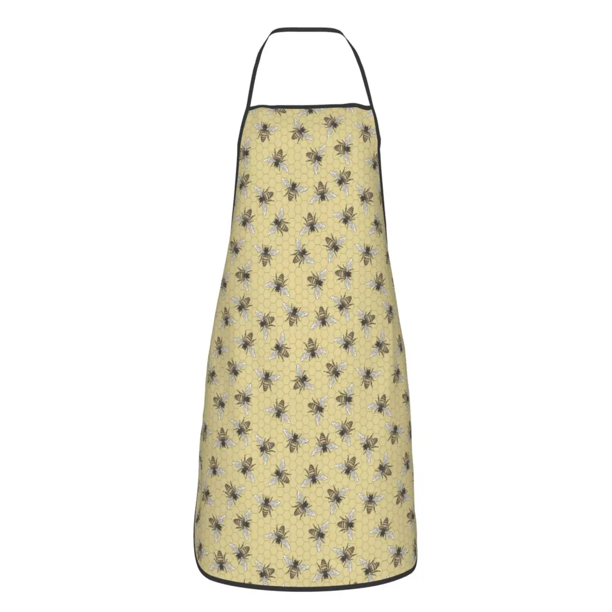 Bee Seamless Pattern Apron Chef Cooking Tablier Waterproof Bib Kitchen Cleaning Pinafore for Women Men Gardening