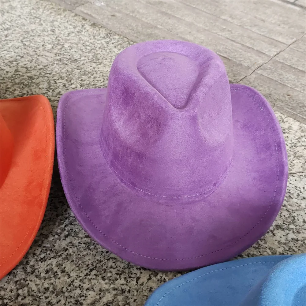 Klassiek Suède 7,5 cm Western Cowboy Dames Fedora Hoed Heren Kerk Jazz Hoed Mode Reizen Feesthoed Denim Hoed 2025