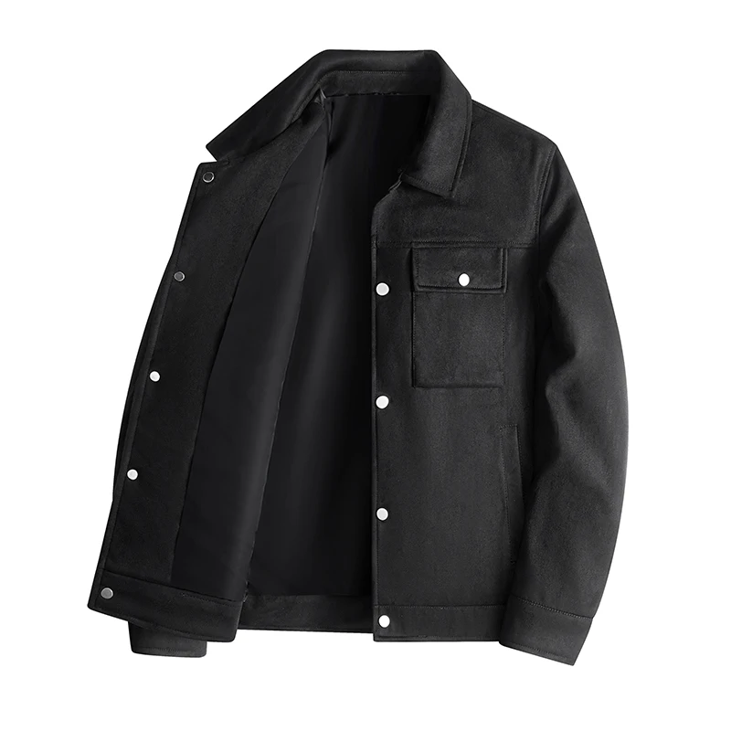 

New Simple Flip-Collar Trendy Men's Jaet Spring Autumn Chien Skin Velvet Casual Thin Collar M Model Leather Jaet