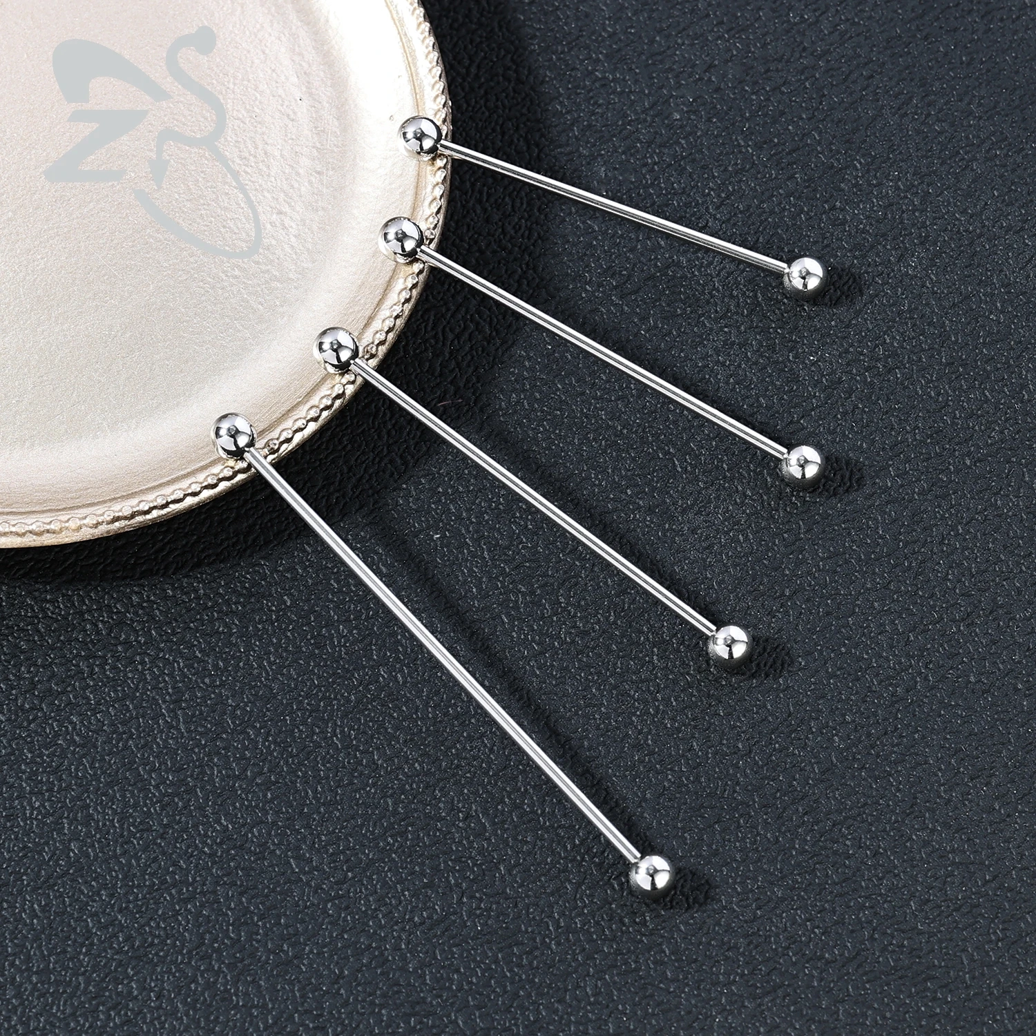 ZS 1PC 14G/16G Stainless Steel Long Industrial Piercing Barbell Cartilage Earring Piercing 12/14/16/18/20/24/28/32/40/45/48/60mm