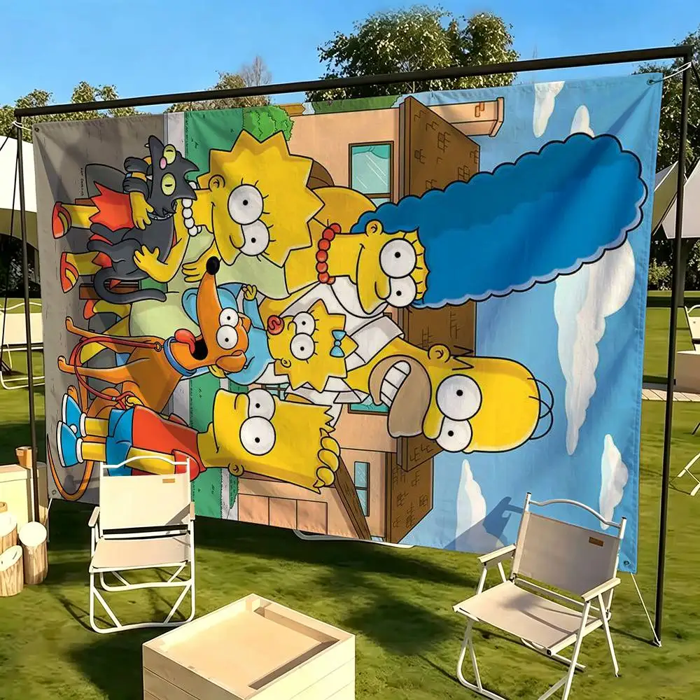 The S-Simpsons ANIME  Flags Wall Hanging Tapestry Outdoor Garage Room Decorative flag Background Blanket