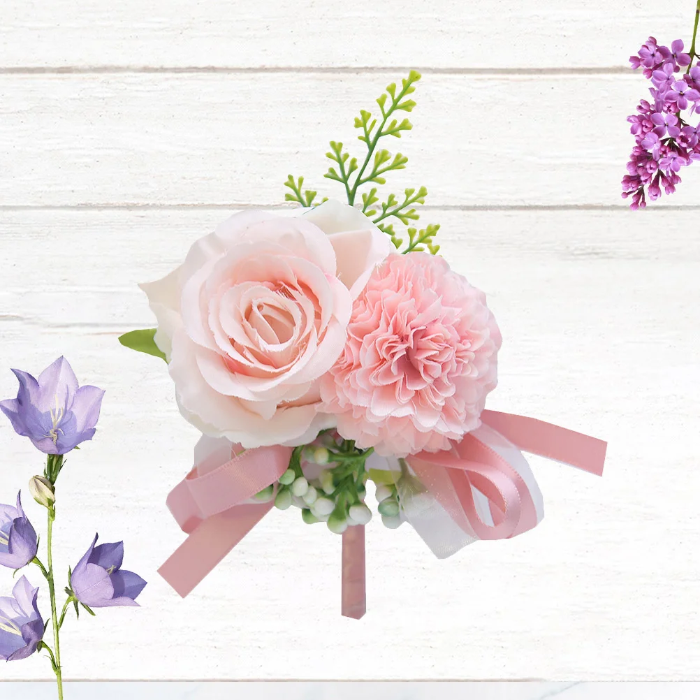

Simulated Flower Brooch Wedding Corsage For Bride Groom Bridal Accessories Artificial Floral Pin Dress Decor Prom Party Banquet