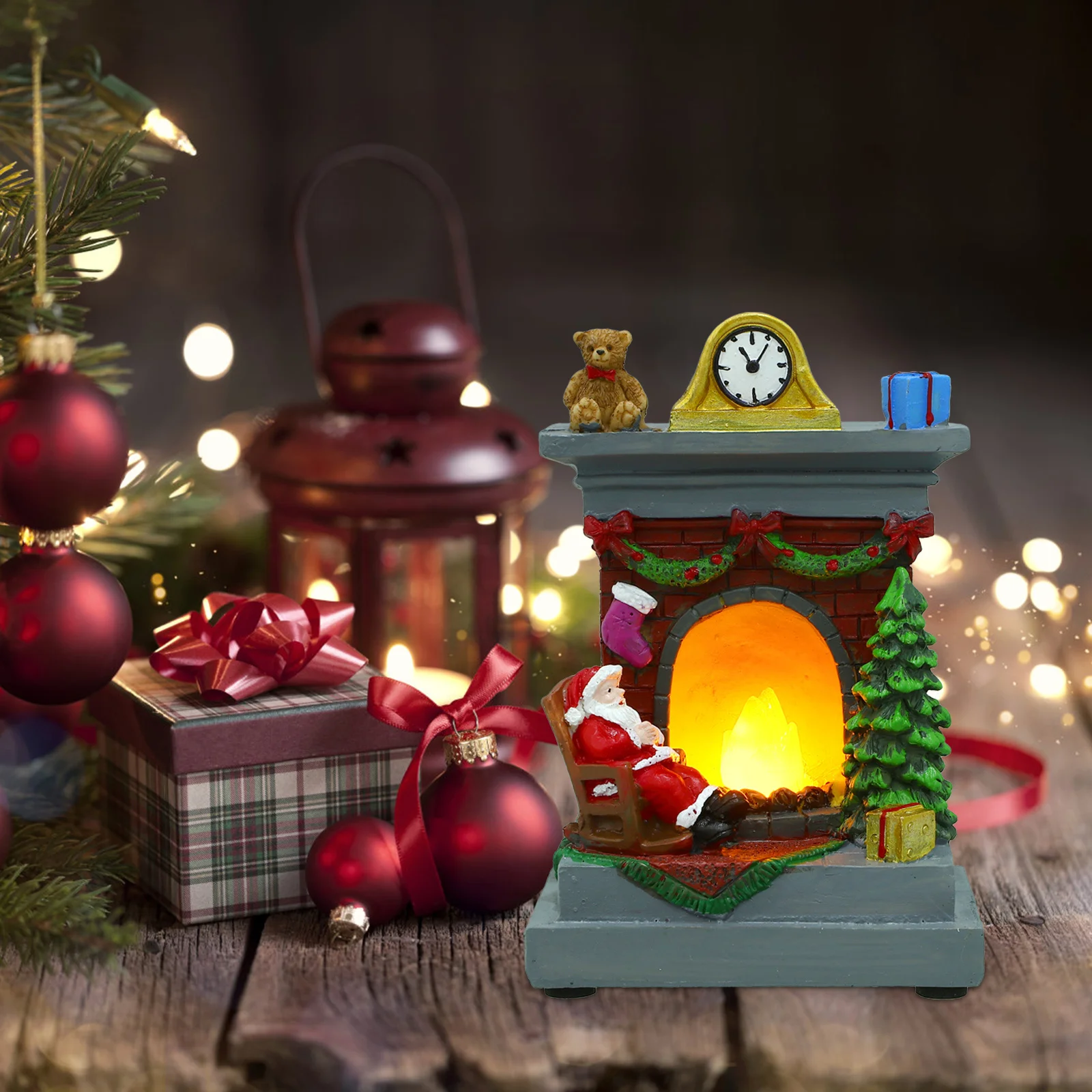 1 قطعة الراتنج سانتا كلوز الجدول مصباح مضيئة الموقد ديكور عطلة عيد الميلاد ضوء خمر عيد الميلاد الديكور منضدية ديكور #2