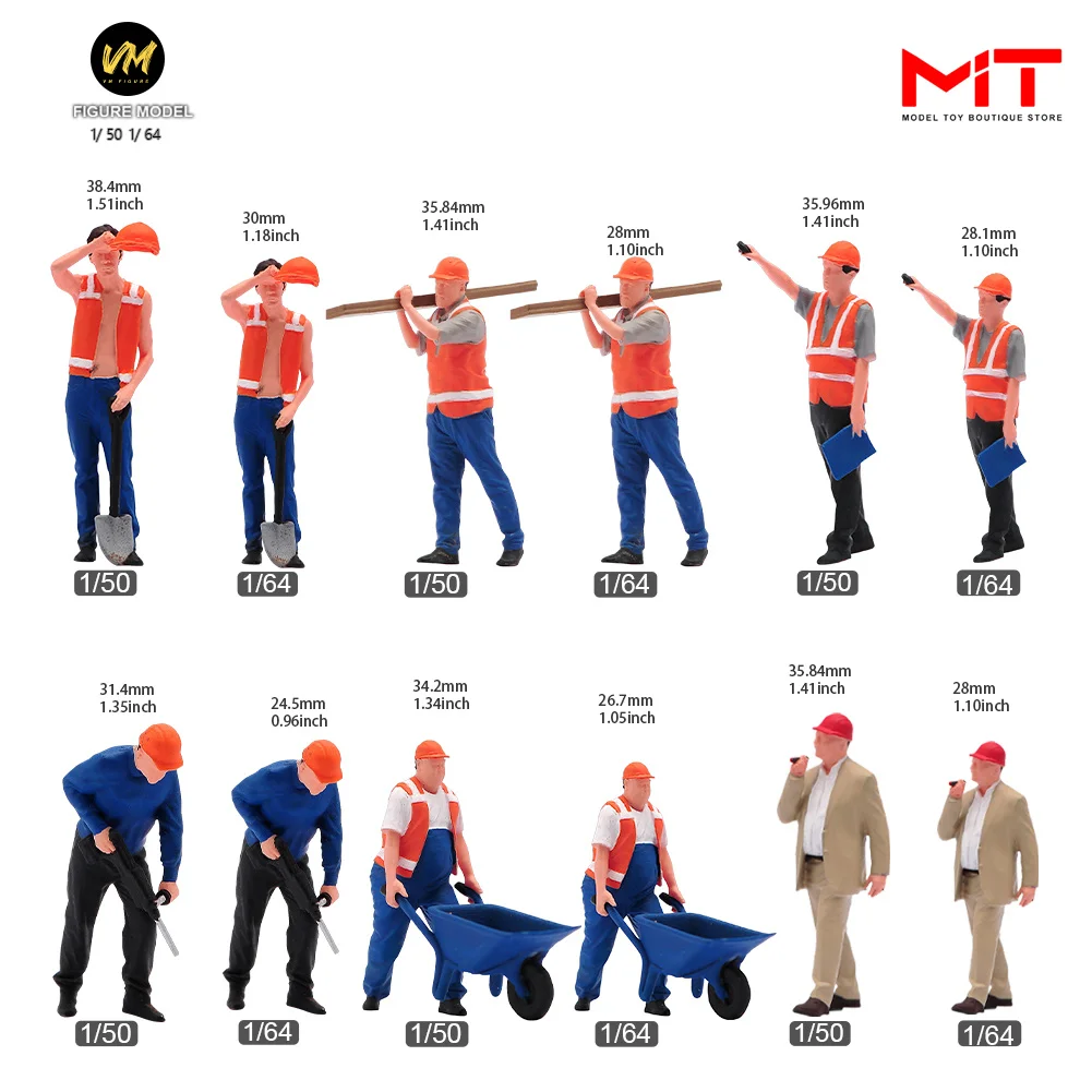 شخصية مصغرة 1/64 1/50 ملحقات مشهد الموقع العمال ثلاثية الأبعاد دمية صغيرة نموذج صالح مركبات البناء لعبة ديكور العرض