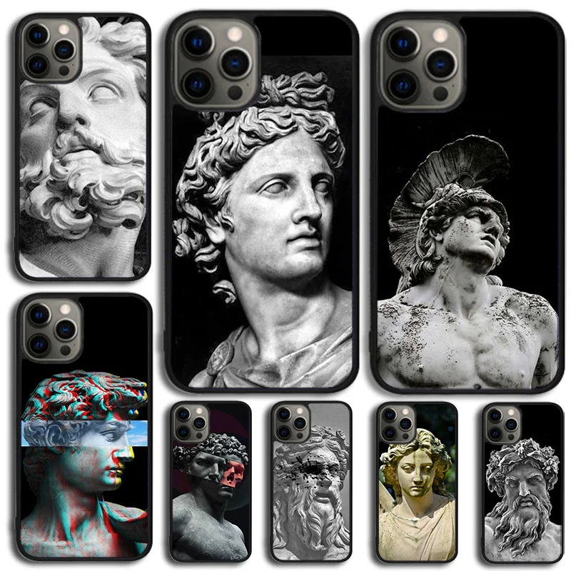 Greek God Statue Face Phone Case Cover For for iPhone 15 16 14 XR XS 11 12 13 Pro MAX Plus