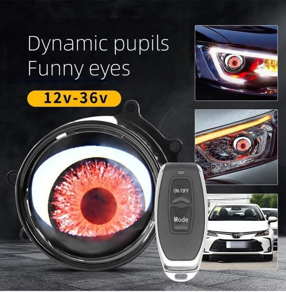 

Devil Eye Large Light 3D Lens 3-inch 33 Mode LED Car Dynamic Dynamic Pupils Headlight Car Light Remote Modification Eagle Eye
