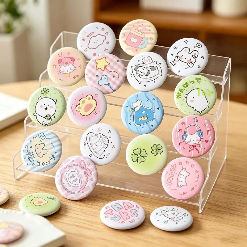 New 6Pcs/set Cartoon Mini Cartoon Button Badge Retro Girls Kids Backpack Pencil Bag DIY Decorative Brooch Pin Accessories