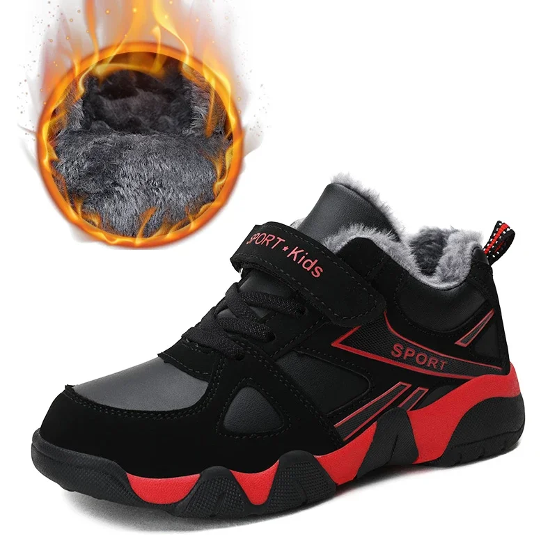 Sapatilhas de pele quente para crianças, Kid Running Shoes, Botas ao ar livre, Impermeável, Caminhada, Caminhadas, Sapatos esportivos, Meninos, Crianças, Mais, Inverno