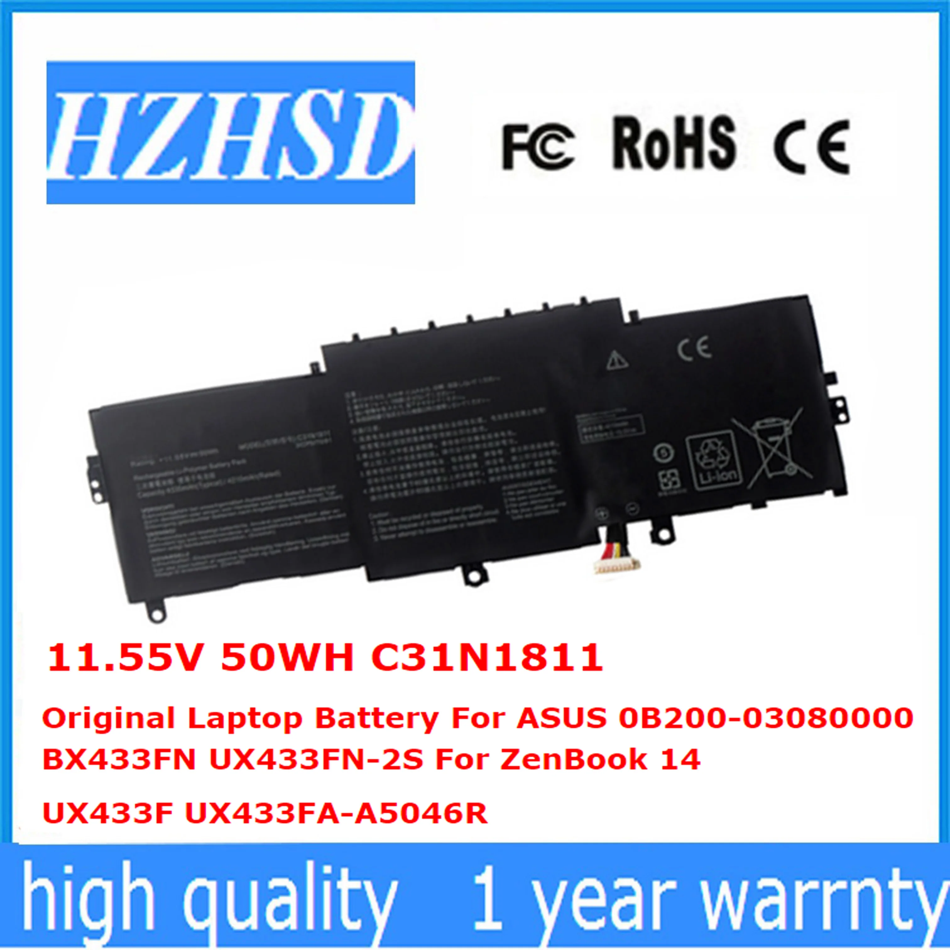 

11.55V 50WH C31N1811 Original Laptop Battery For ASUS 0B200-03080000 BX433FN UX433FN-2S For ZenBook 14 UX433F UX433FA-A5046R