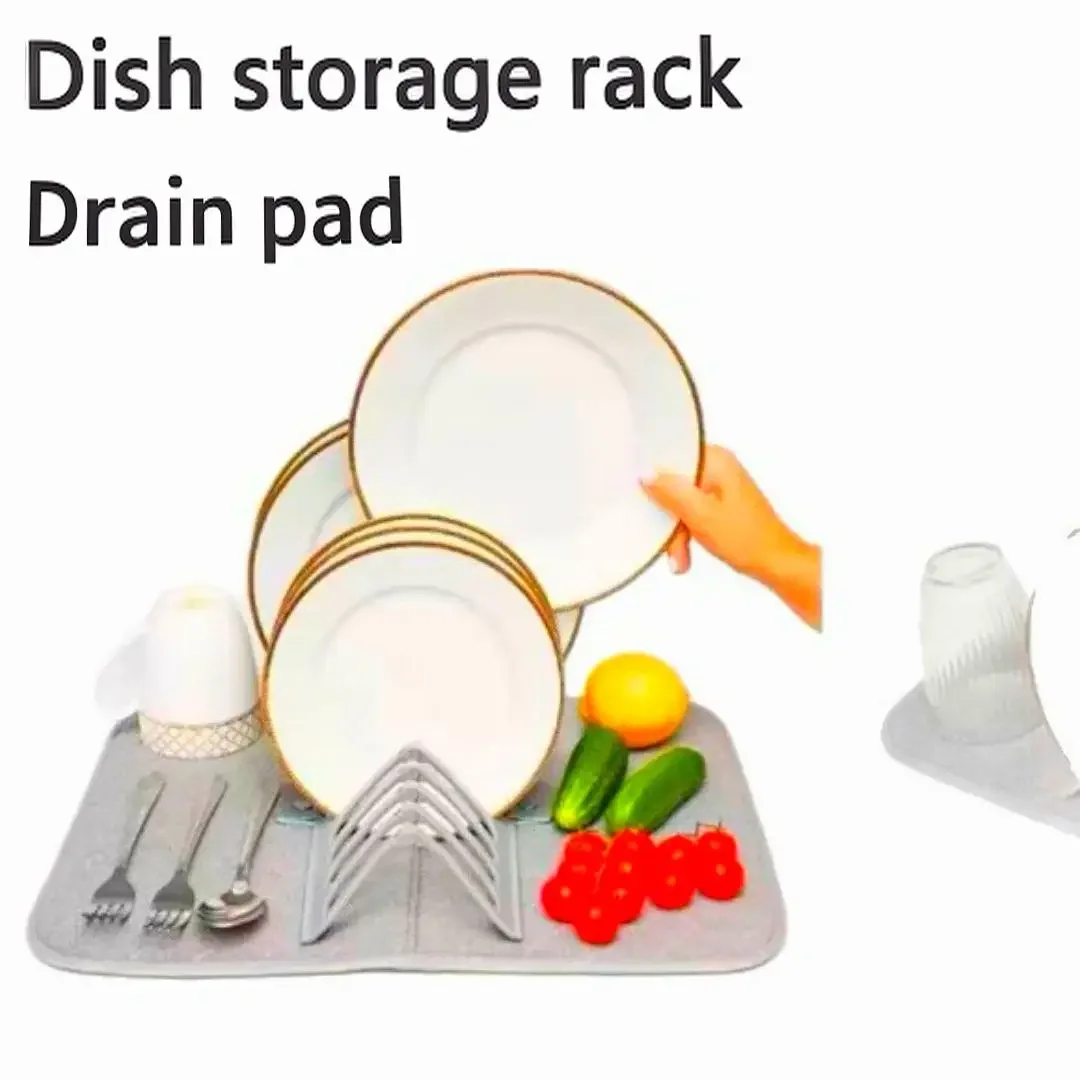 Folding Drain Pad For Kitchen Air Circulation Drying Mat Super Absorbent Foldable Dish Drying Mat With Stackable For Kitchen