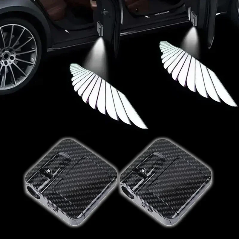 2/4pcs Angel Wings Car Door Light Wireless LED Welcome Projector Shadow Lamp HD Logo Courtesy Light for Cars Auto Accessories
