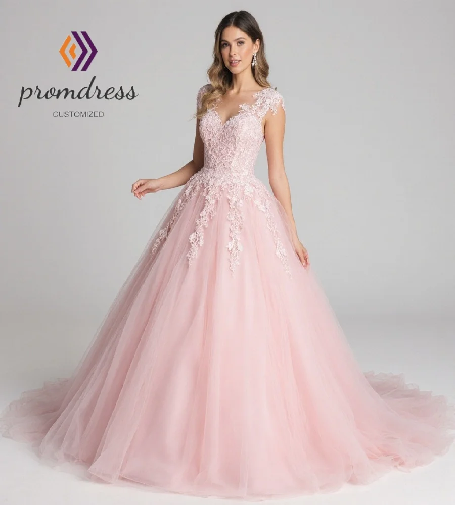 

Bohemain Pink Wedding Dress 2025 Cap Sleeve Lace A Line Tulle Country Bridal Dress Elegant Cottagecore Gothic Bride Customized