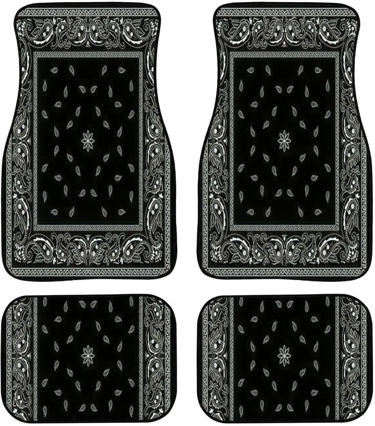 Car Floor Mats Black Pattern Carpet Floor Mats for Cars Auto Accessories Front Rear Car Floor Foot Mat Sets of 4 Pieces