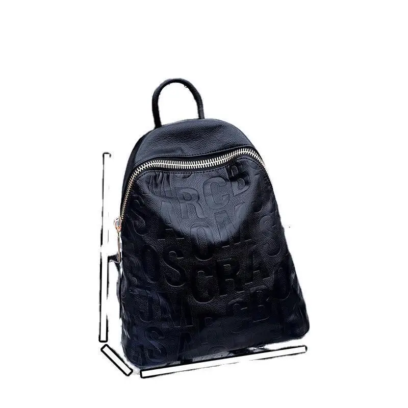 New Fashion Street Trend Luggage Goods Leather Embossed Feminine Backpacks Cowhide Soft Leather Travel Large  Capacity Backpacks