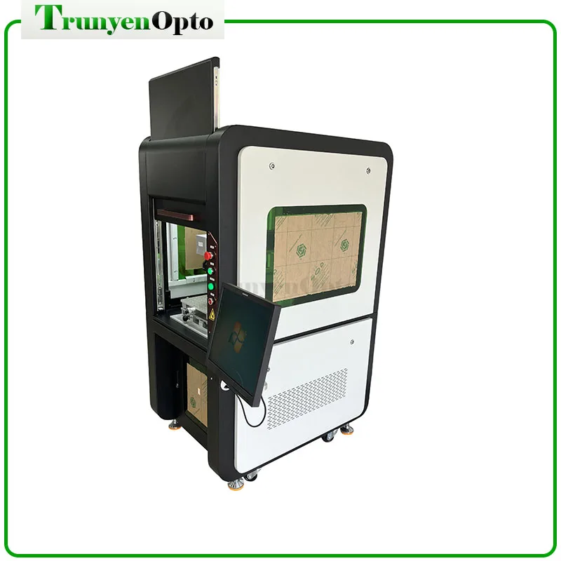 Full Covered Enclosed Jewelry Fiber Laser Marking Engraving Machine 20W 60W Competitive Price Ccd Camera Laser Marking Machine