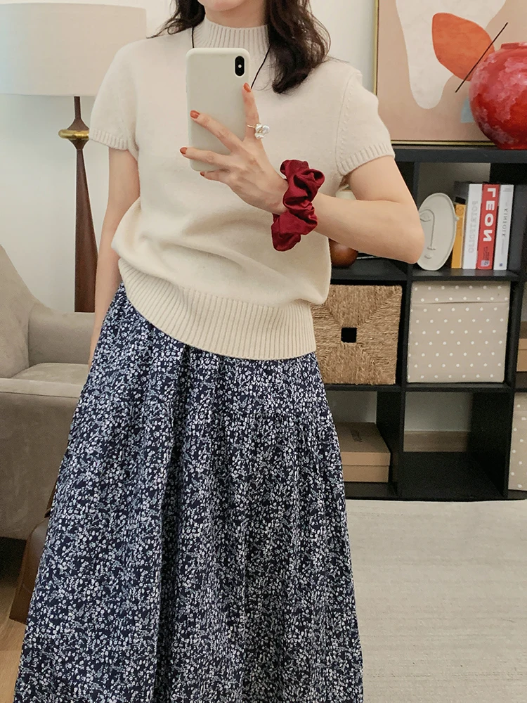 

Retro Women's Soft Woolen ort Sve Knitted Sweater f High Collar Versatile Color Base Layer Top Early Autumn