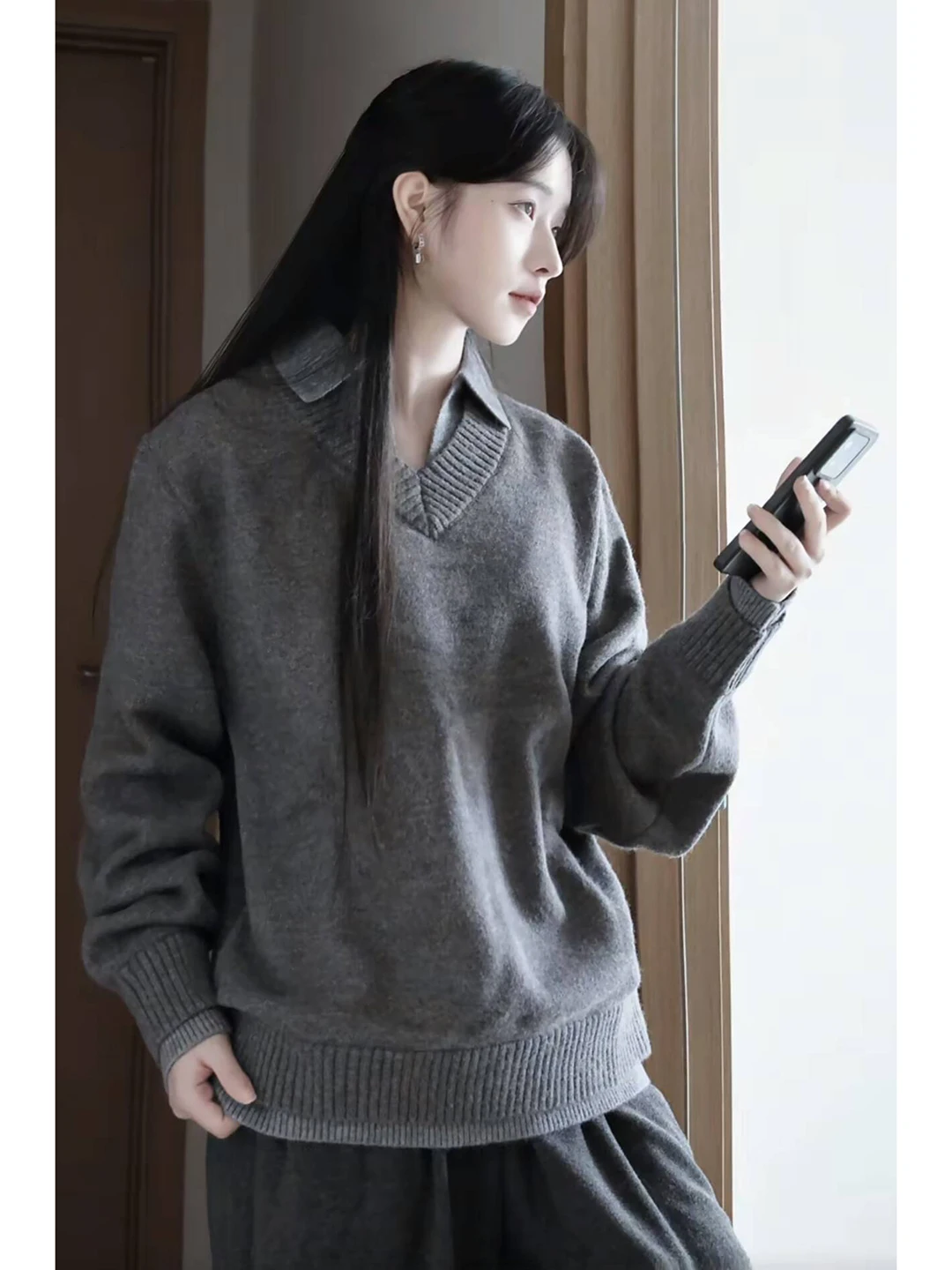 

Мужской свитер V-Ne, осенне-зимний, свободного кроя, для ношения под одеждой, повседневный, Cleanfit Base, премиум-качество