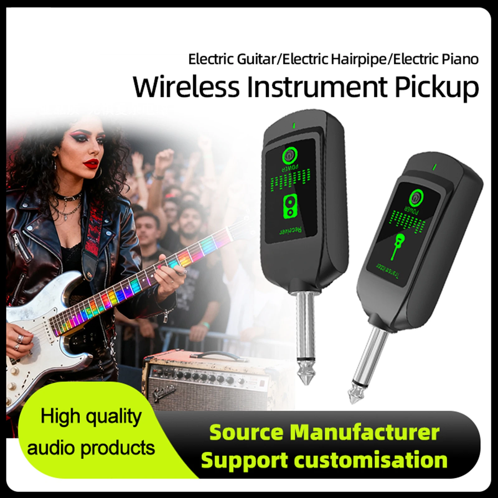 Wireless Transmitter Receiver System Rechargeable Audio Transmitter & Receiver for Guitar Bass Electric Instruments view 4