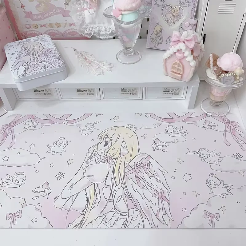 

Милый коврик для мыши Kawaii Ins для девочек, кожаный водонепроницаемый нескользящий коврик для обеденного стола, милый вторичный коврик для офисной игры Юань, компьютерная клавиатура