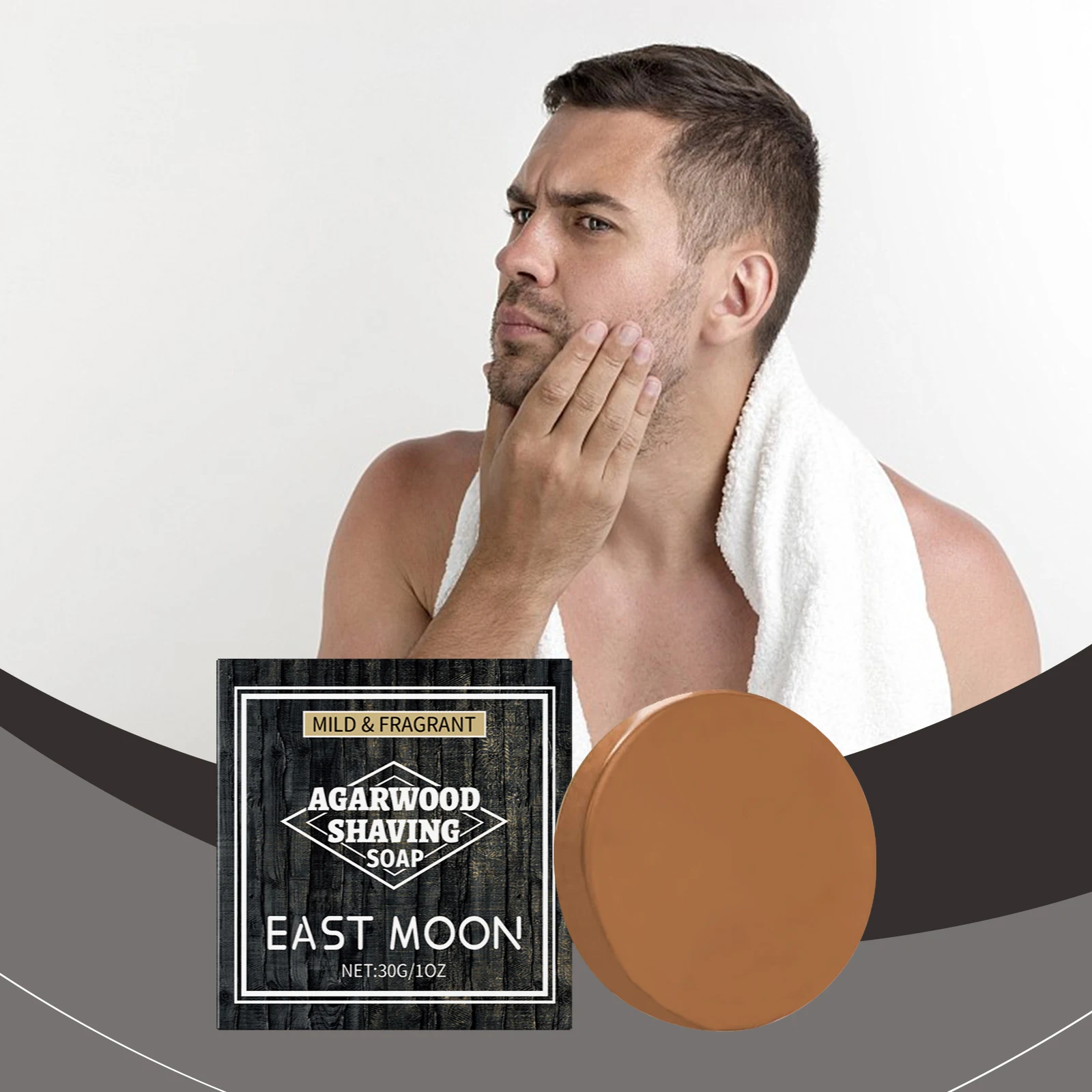 

Men's Agarwood & Cinnamon Shaving Soap - Gentle Moisturizing Portable, Reduces Razor Burn, Locks Moisture for Soft Skin